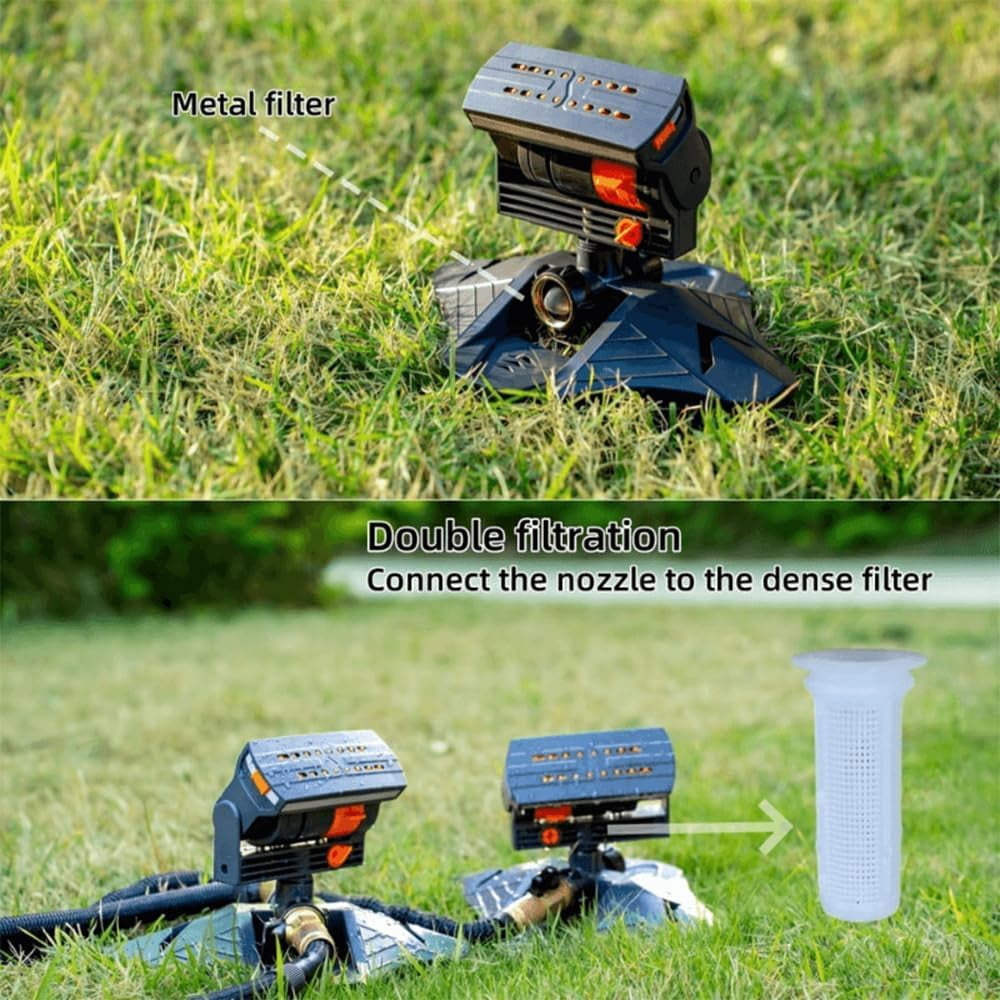 16-Nozzle Oscillating Sprinkler with Dual-Zone Sprinkler Water Timer, Heavy Duty Automatic Lawn Garden Irrigation System, Adjustable Spray Range & Width for Large Area Grass (No Timer)