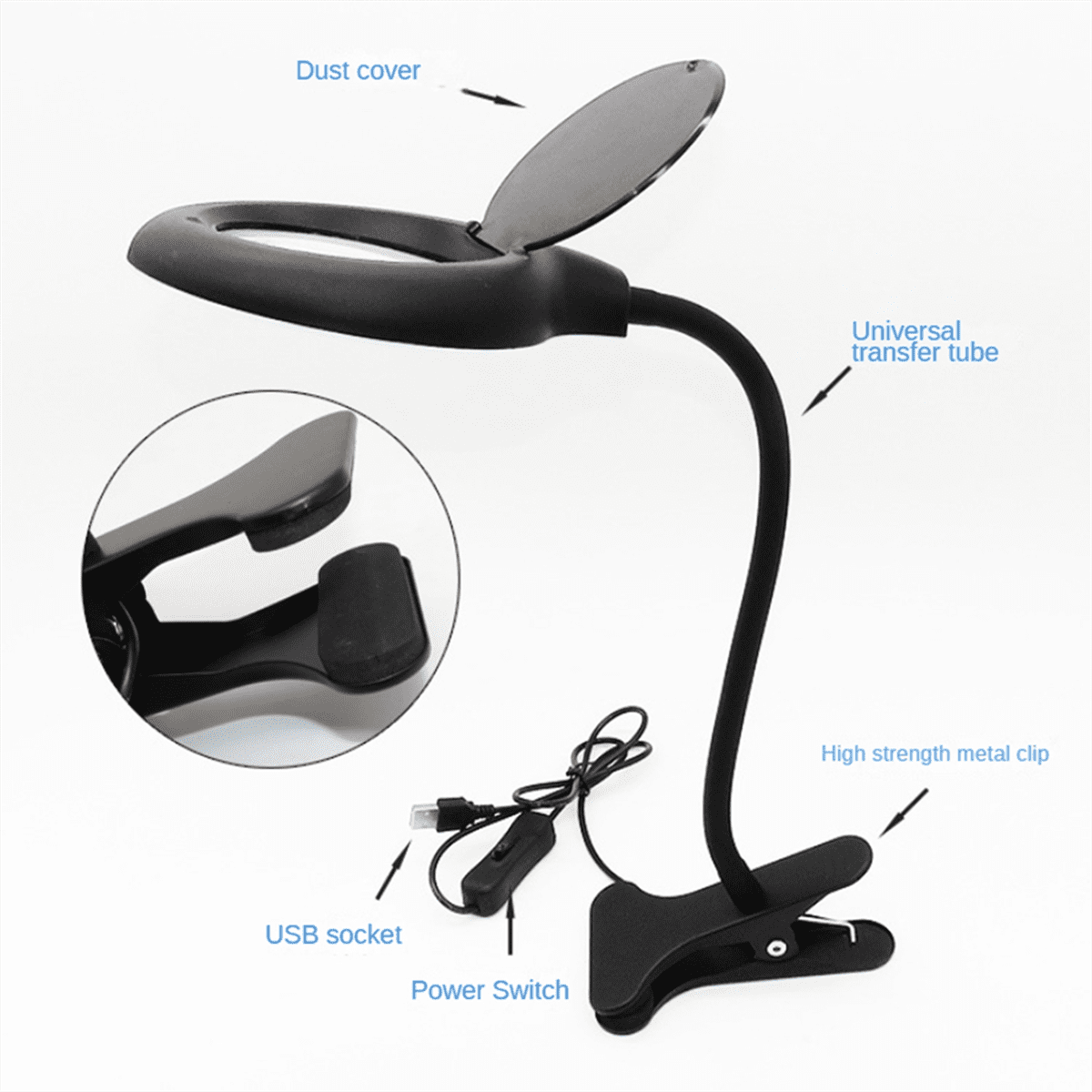 Magnifier Eye-Care Reading Lamp, LED Desk Lamp,Magnifying Lamp for Bedside Work, Craft Workbench