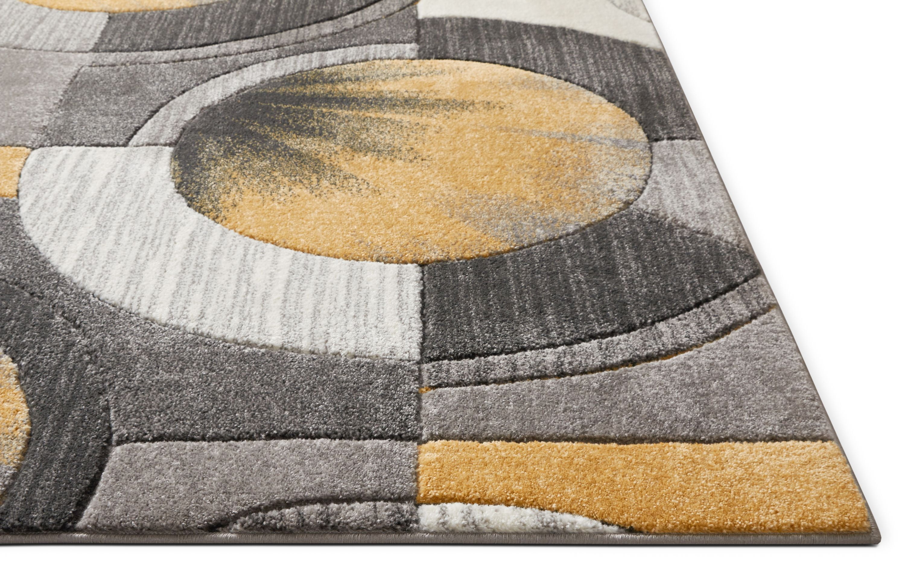 Well Woven Ruby Yolo Modern Contemporary Gold Abstract Shape 9'3" x 12'6" Area Rug