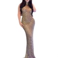 thumbnail image 2 of Vestido largo Nagfar para mujer, sin mangas, con diamantes de imitación, color dorado, 2 of 6