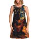 thumbnail image 1 of Balery Starry Night Cat Guitarist Vestidos de verano para mujer con estampado: vestido holgado sin mangas, vestido playero informal y cómodo para días calurosos., 1 of 7