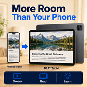 Callsky Tablet 10.1 Octa-core Processor Android 15 Tablet with 12GB RAM 192GB ROM (Expand to 2TB) 1280x800 IPS HD Display 6000mAh WiFi 6/BT 5.4 Deepgray