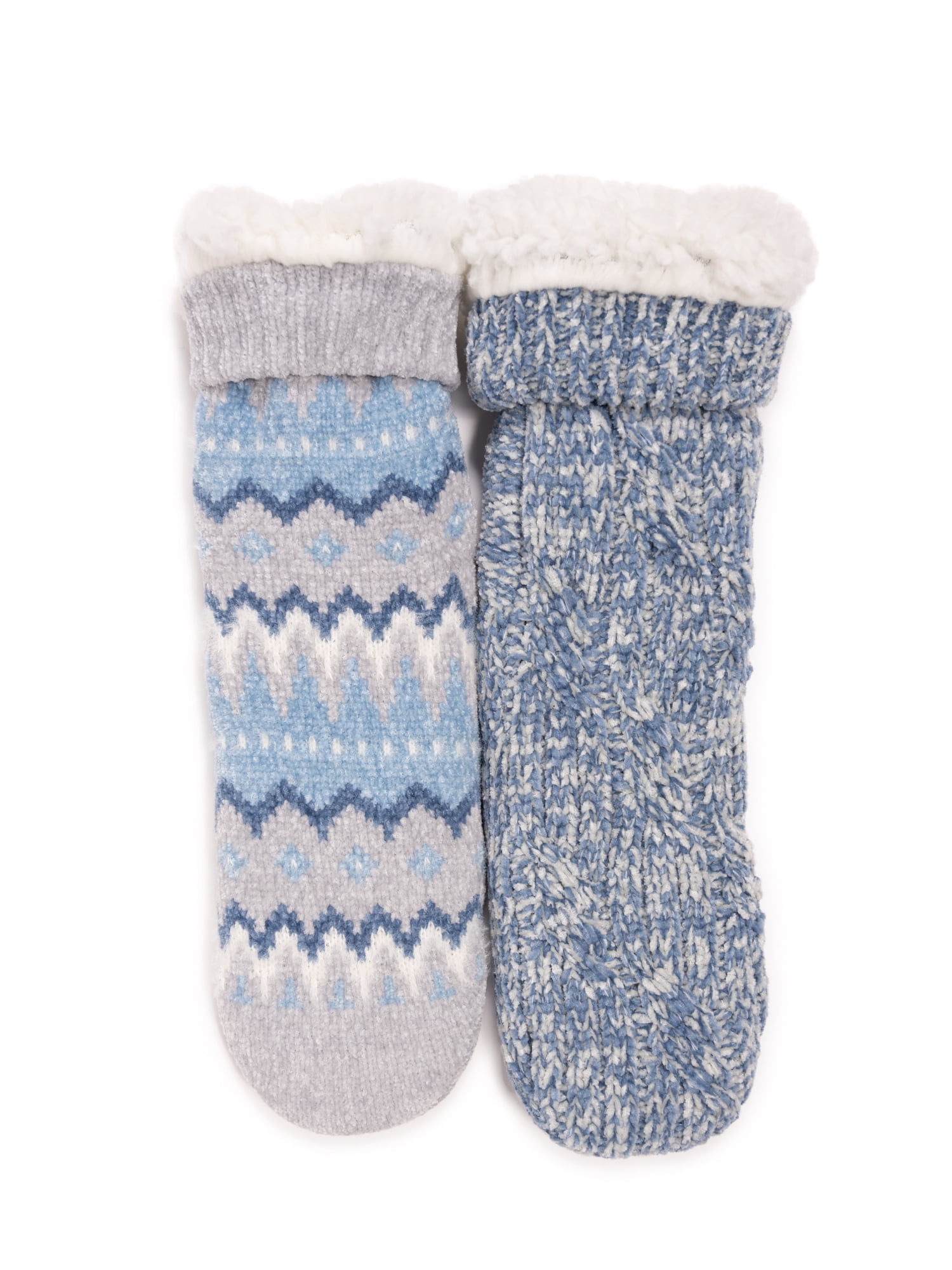 MUK LUKS Women's Tall Rib Cuff Cabin Socks, 2-Pack, S-XL