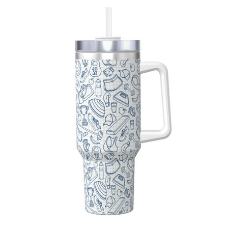 

Zeuib Fitness Guru Printed Insulated Stainless Steel Hot/Cold Coffee Cup 40oz Ice Bully With Handle Tumbler with Straw and Handle Insulated Water Bottle Travel Mug Cup