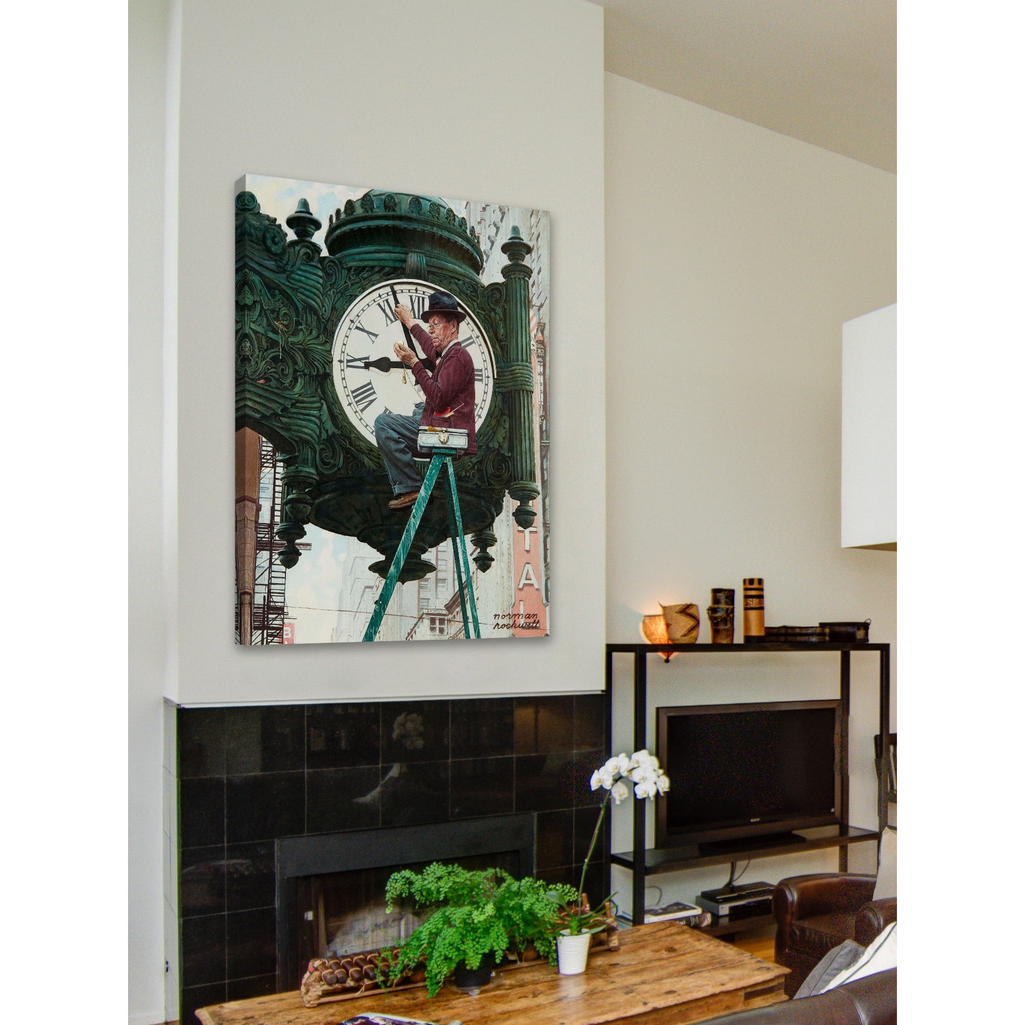"Clock Repairman" by Norman Rockwell Painting Print on Canvas
