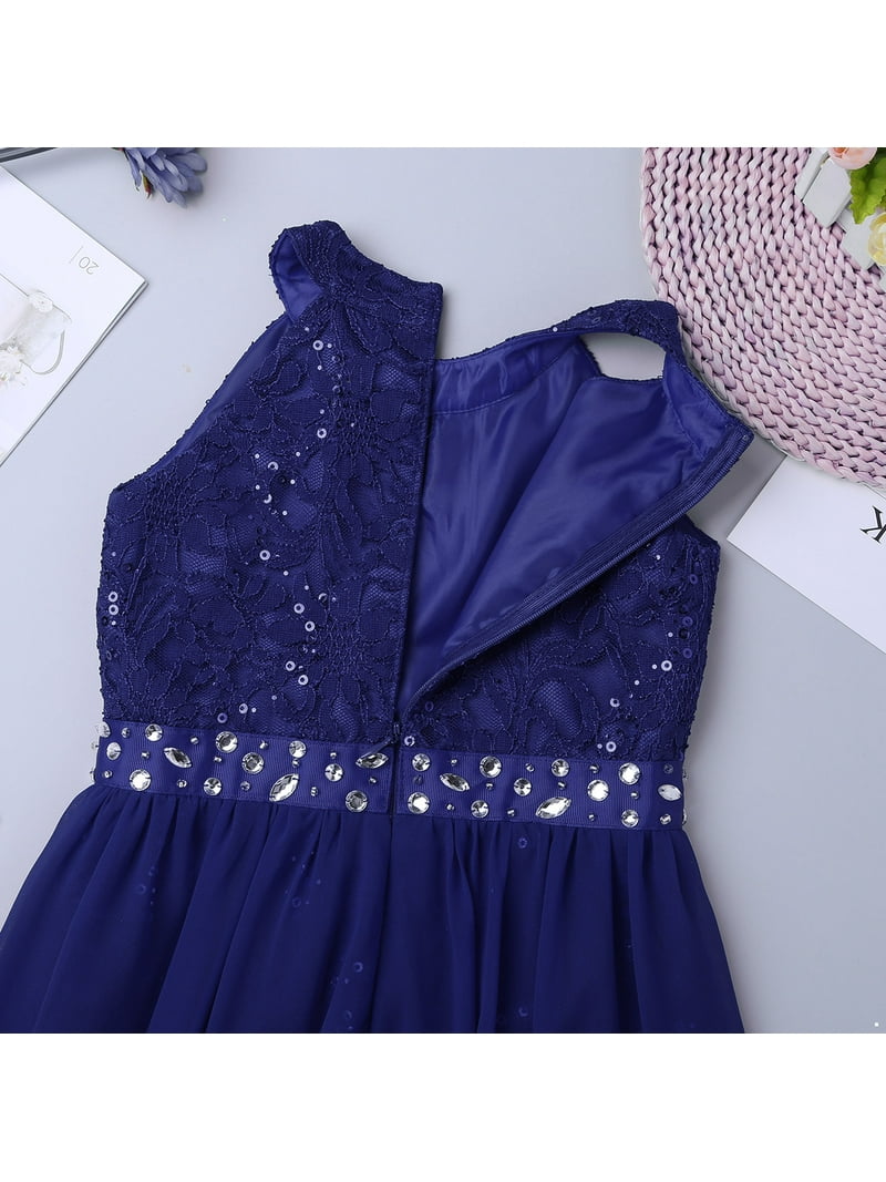 Miaeowve Juniors Bridesmaid Flower Girl Dress Princess Sleeveless Rhinestones Lace Chiffon Wedding Party Gown Blue 6 - Walmart.com Miaeowve Juniors Bridesmaid Flower Girl Dress Princess Sleeveless Rhinestones Lace Chiffon Wedding Party Gown Blue 6 - Walmart.com