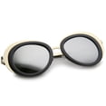 thumbnail image 4 of sunglassLA Unisex Women's Two-Tone Metal Backing Colored Mirror Lens Round Sunglasses (Gold-Black / Silver Mirror) - 50mm, 4 of 4