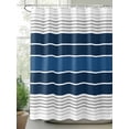 thumbnail image 2 of Fsddascl Lake Blue Stripes Shower Curtain Set - Small 36" x 72" Washable Bathtub Curtain with 12 Hooks, Modern Minimalist Gradient Lines Waterproof Fabric Stall Shower Curtains for Bathroom/Bathtub, 2 of 6