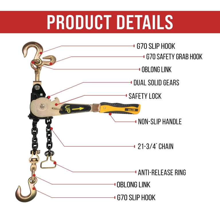 AAIN Ratchet Chain Load Binder 2-Pack - 5,400 Lbs Capacity, Fits 5/16" & 3/8" Chain, For Heavy-Duty Tie Downs