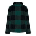 thumbnail image 6 of Womens Plaid Shirts Jacket Green Winter Double-sided Fleece Long Sleeved Long Cardigan Over Top Coats XL, 6 of 6