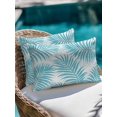 thumbnail image 3 of Outdoor Pillows Waterproof, Aqua Blue Palm Leaves Throw Pillows with Inserts Included, Summer Botanical Tropical Plants Indoor Outdoor Decorative Lumbar Pillow for Bed/Couch/Patio 12"x20", 1Pcs, 3 of 8