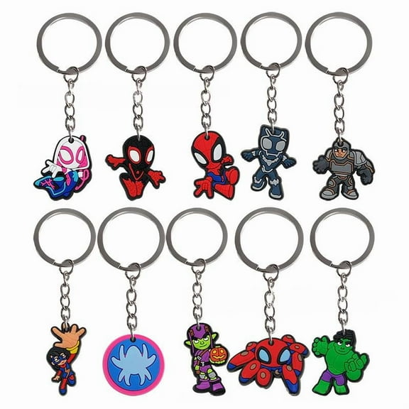 10 Pcs Keychain Superhero Party Favor Cute Keychain Kids Birthday Party Favor Keychain Backpack Keychain School Carnival Rewards Decoration Supplies