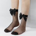 thumbnail image 5 of Chaussettes Résille pour Femmes Chaussettes Hautes en Maille Bas de Mode avec Noeud en Satin, 5 of 5