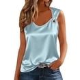 thumbnail image 2 of Jaunzuar Satin Tops for Women Wide Strap Solid Color V Neck Tank Tops Summer Trendy Sleeveless Tops, S-3XL, 2 of 6