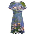 thumbnail image 4 of Water Lilies Short Sleeve Dress Women Summer Evening Dresses Ladies Sundress, 4 of 7