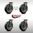 thumbnail image 2 of 8 Inch 316SS Rubber on Aluminum Caster Set w/Roller Bearing 4 Brake 2 Swivel Lck, 2 of 2