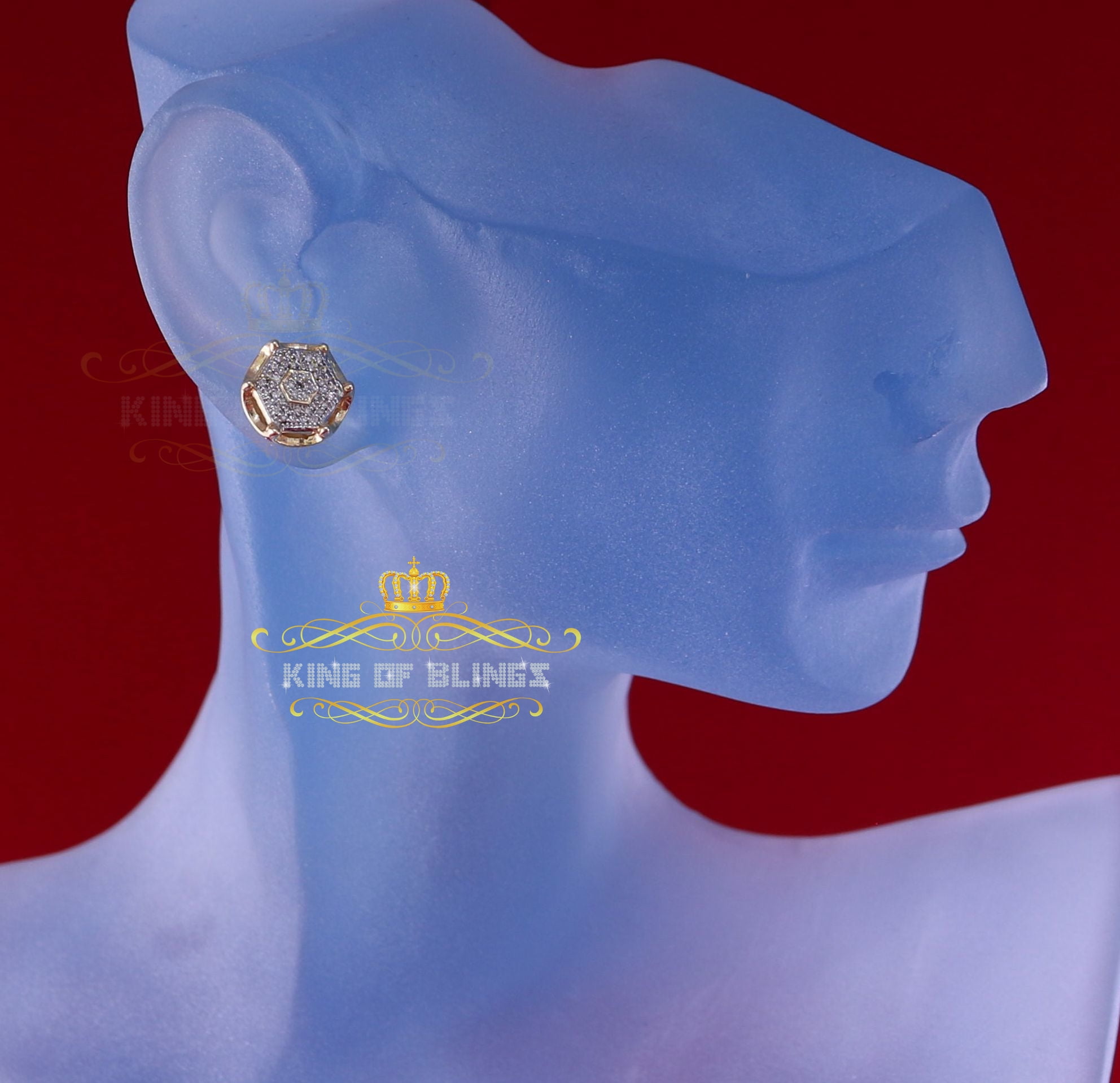King of Bling's 10K Real Yellow Gold Real Diamond 0.20CT Men's/Women's Stud Micro Earring