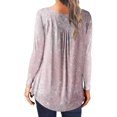 thumbnail image 4 of MeetoTime Womens Long Sleeve Blouses Casual Fashion Plus Size Printed Button Tunics V-Neck Pleated Top to Wear with Leggings, 4 of 5