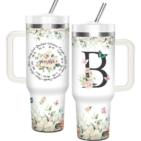 

Christian Gifts for Women Christian Tumbler 40Oz with Handle and Straw for Women Personalized Initial B Tumbler Gifts for Women Christmas Religious Inspirational Gifts Gifts for Christian