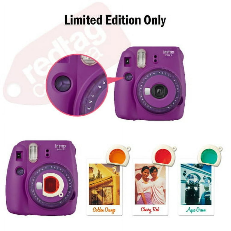 Fujifilm Instax Mini Instant Camera in Clear Purple with Selfie