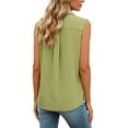 thumbnail image 4 of Dazajoo Sleeveless Linen Shirts for Women Button Down Collared Tops Summer Casual Cotton Work Tees,Yellow,XL, 4 of 7