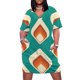 thumbnail image 2 of Vestido holgado con bolsillos y diseño de lágrima en color verde azulado y crema de mediados de siglo. Elegante y chic. Vestidos de mujer. Vestidos de noche para mujer., 2 of 7