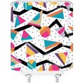 thumbnail image 3 of 80s Retro Memphis Shower Curtain - 72"x72" Geometric Abstract Design Polka Dot Half Moon Triangle Artwork Trendy Polyester Bath Decor with Hooks, 3 of 5