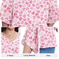 thumbnail image 3 of Asklazy Women's Fall Casual 3/4 Ruffled Sleeve Chiffon Blouse Tops for Women,valentine's day,Pink Heart,L, 3 of 7