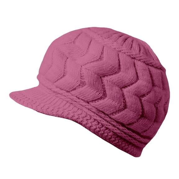 MVRLSH Winter Warm Knitted Wool Beanie Hat With Visor 1 Pc Fall Fashion Must Haves Purple One Size