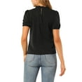 thumbnail image 3 of INSPIRE CHIC Women's Mock Neck Sleeveless Lace Work Office Button Down Shirt M Black, 3 of 7