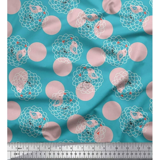 Soimoi Viscose Chiffon Fabric Dot,Bird & Fish Kids Decor Fabric Printed Yard 42 Inch Wide