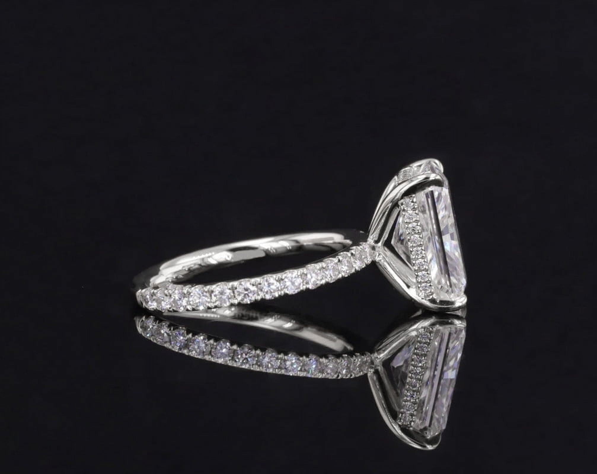 solitaire jewels 3.5CT Radiant Moissanite Hidden Halo Engagement Ring For Women, 14K White Gold
