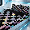thumbnail image 2 of Erosebridal Checkered Flag Zipper Twin Comforter Sets with Fitted Sheet and 2 Pillowcases, Racing Zipper Bedding Set, Holographic Checkered, Black Reversible, 2 of 7