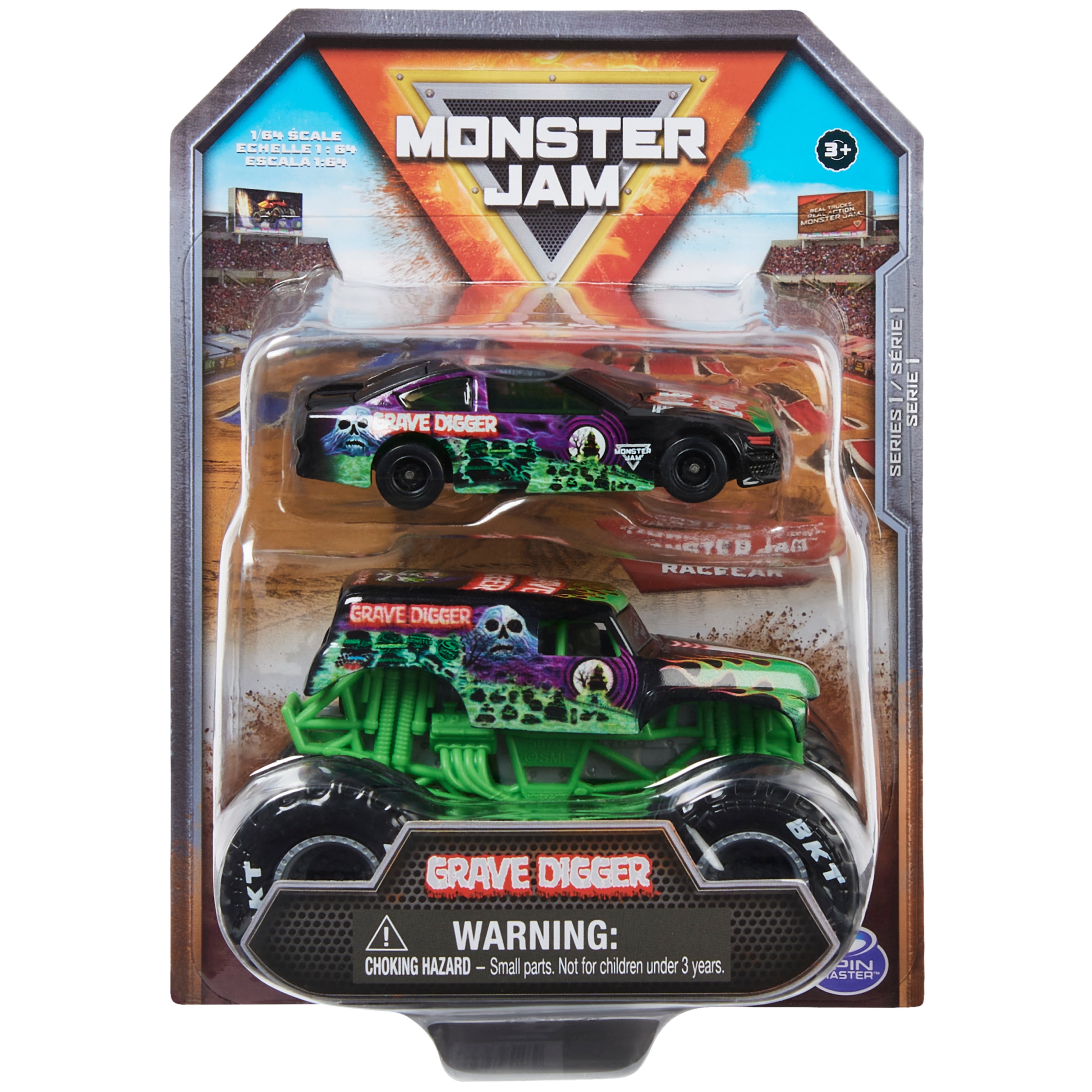 Monster Jam,  1:64 Scale Monster Truck and Race Car (Styles May Vary)