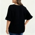 thumbnail image 5 of HongQid Womens Tops V Neck Blouses for Women Dressy Casual Flowy Ruffle Short Sleeve Linen Shirts, 5 of 5