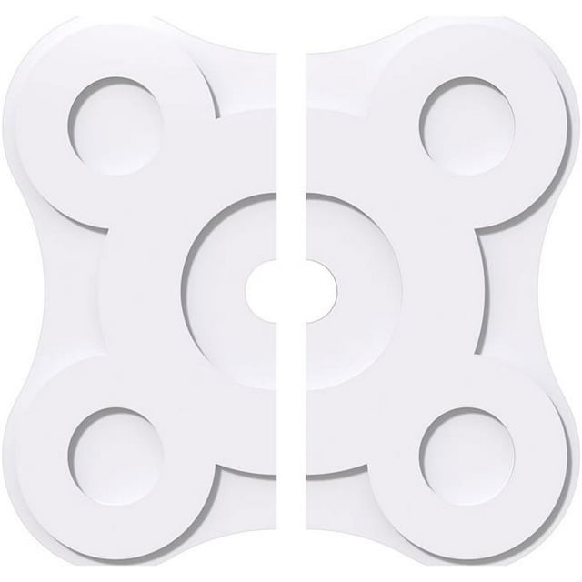 Ekena Millwork CMP36LA2-04000 36 in. OD x 4 in. ID Square Luna Architectural Grade PVC Contemporary Ceiling Medallion - 2 Piece