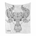 thumbnail image 1 of Zodiac Soft Flannel Fleece Throw Blanket, Astrological Pattern with Curved Flower Lace Style Motifs on Horns Image, Cozy Plush for Indoor and Outdoor Use, 50" x 60", Black White, by Ambesonne, 1 of 6
