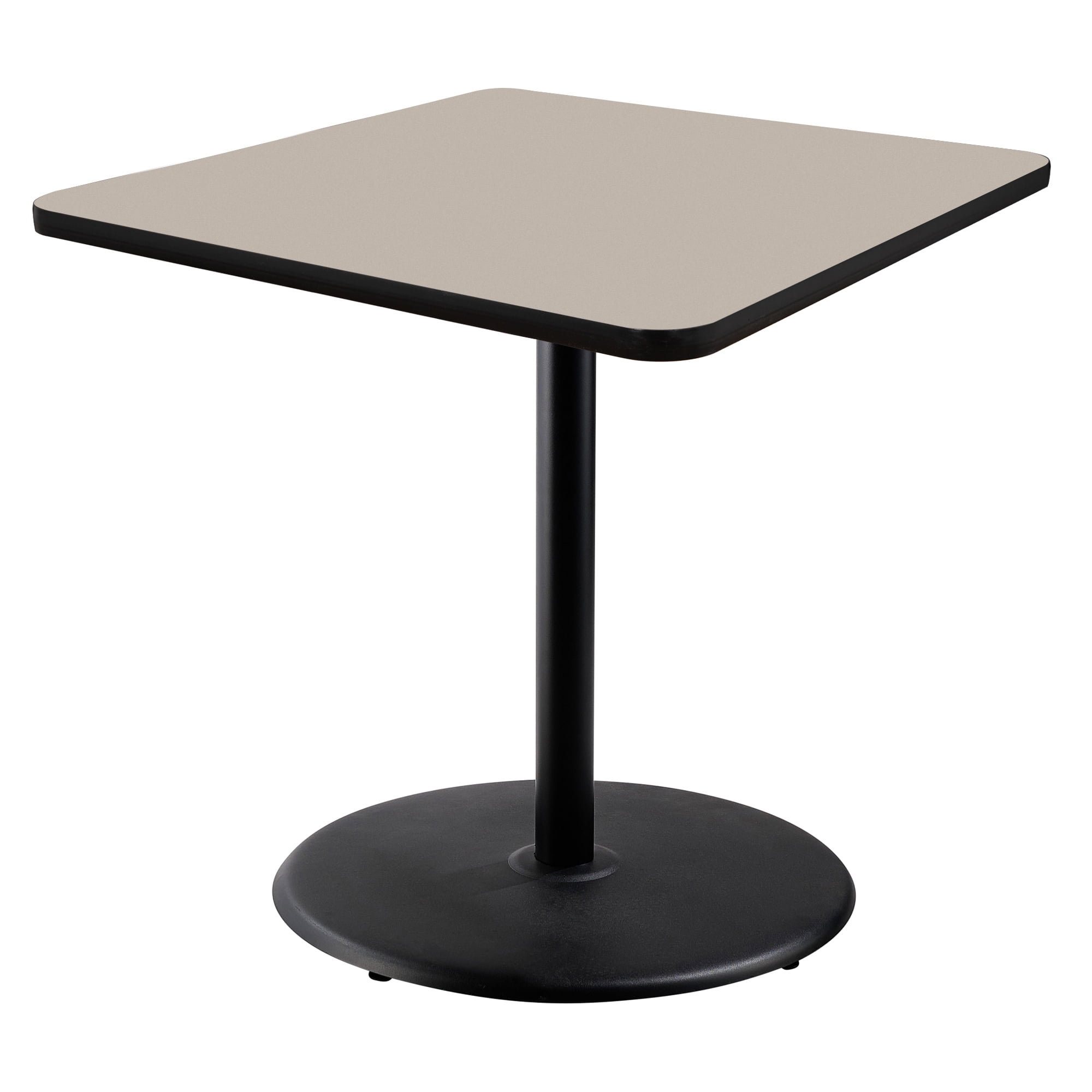 Hampden Furnishings Bennet Collection Steel Frame 36" Square Top, Round Base, 42" Height, Cafe Table, Black Frame/Grey Nebula Top