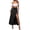 Black, variant on Women's Half Length Pleated Skirt Retro Elastic Waist Linen Hem Long Skirt