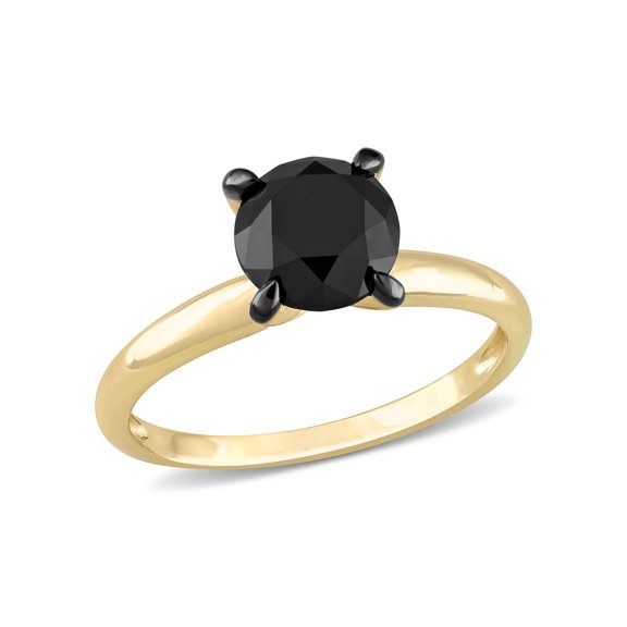 Miabella Women's 2 Carat T.W. Black Diamond 10kt Yellow Gold Solitaire Engagement Ring