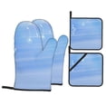 thumbnail image 1 of YFYANG Oven Mitts and Pot Holders Sets 4 Pieces, Non-Slip Heat Resistant Dandelion Pattern Kitchen Glove Pot Mat for Cooking and Baking, 1 of 8