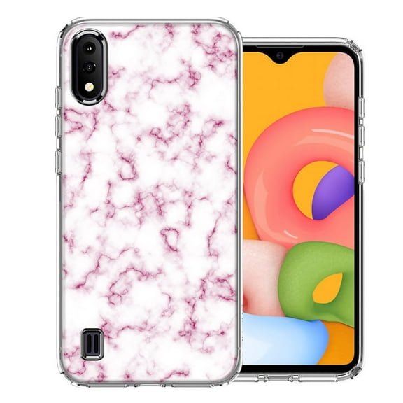 MUNDAZE For Samsung A01 Pink Marble Design Double Layer Phone Case Cover
