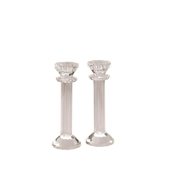 Crystal and Glass Candlesticks Sold as a Pair