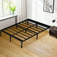 KingSo Black Metal Platform Bed Frame with Storage 14 Inch Heavy Duty