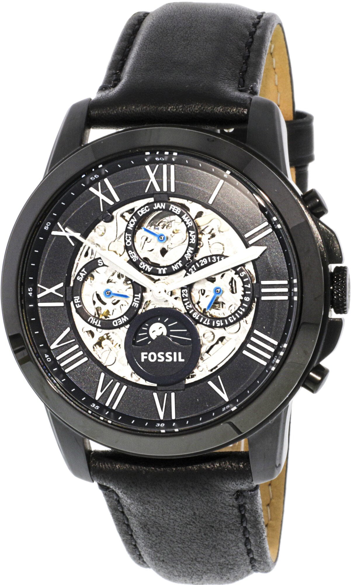Fossil Men's Grant ME3028 Black Leather Japanese Automatic Fashion ...