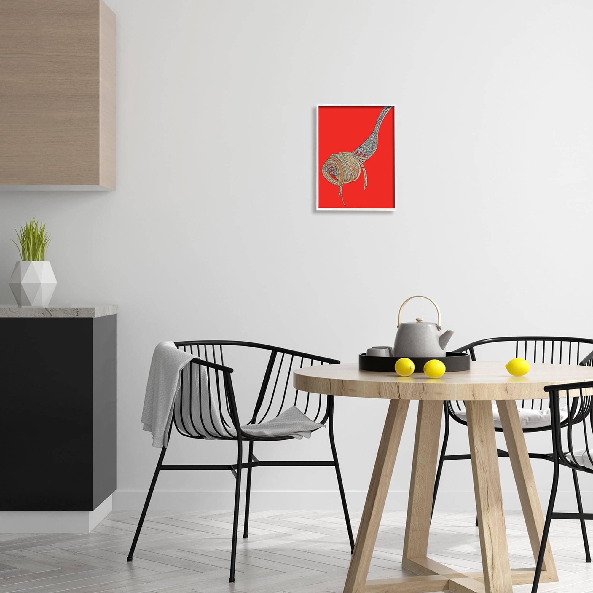 Stupell Industries Pop Style Spaghetti Fork Intricate Fractal Pattern Graphic Art White Framed Art Print Wall Art, Design by Valentina Harper