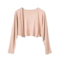 thumbnail image 3 of AGWOLF Women's Short Cardigan Bolero Shrug Sheer Tie Front Top Sun Protection Long Sleeve Jacket for Dress Pink Free Size, 3 of 6