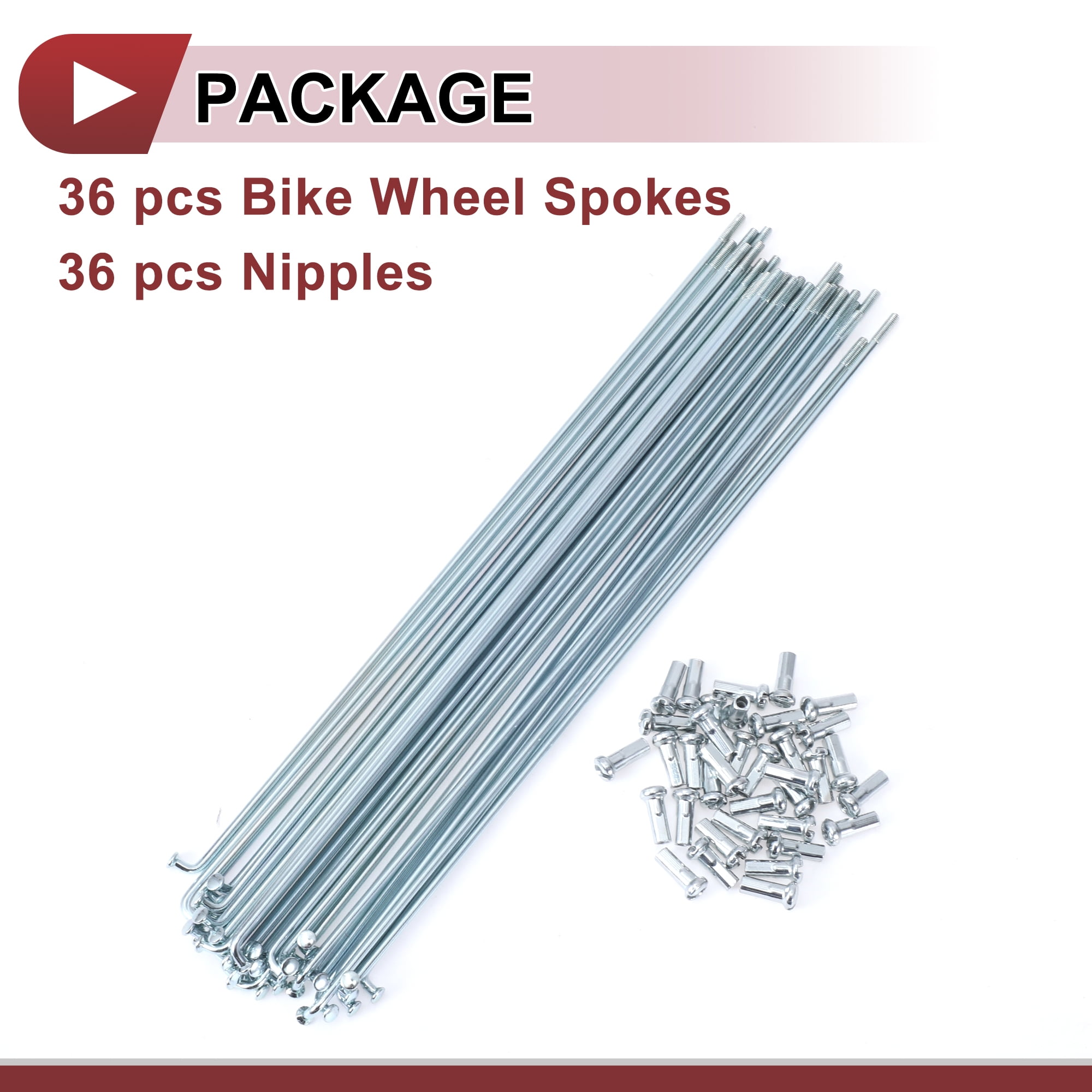 Unique Bargains 36Pcs 13G Bike Wheel Spokes Galvanized Carbon Steel Silver Tone 8.27"