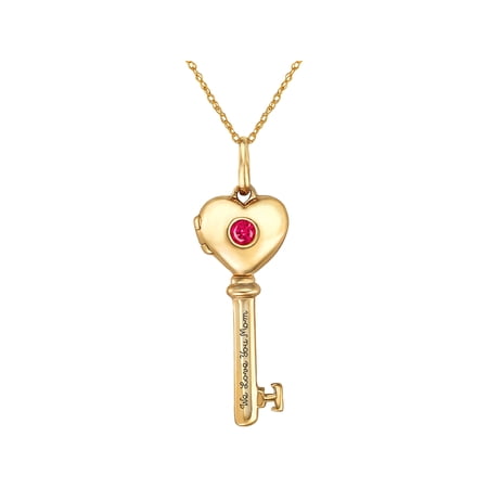 Keepsake Personalized Family Jewelry Birthstones Key Locket Pendant available in Sterling Silver, Gold over Silver, and Yellow and White Gold