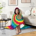 thumbnail image 4 of Wearable Blanket,Colorful Rainbow Tie Dye Spiral Pattern Hooded Wearable Flannel Blanket for Adults & Teens,Winter Poncho Shawl Wrap Cape Cozy Anti-Pill,50"x60", 4 of 5